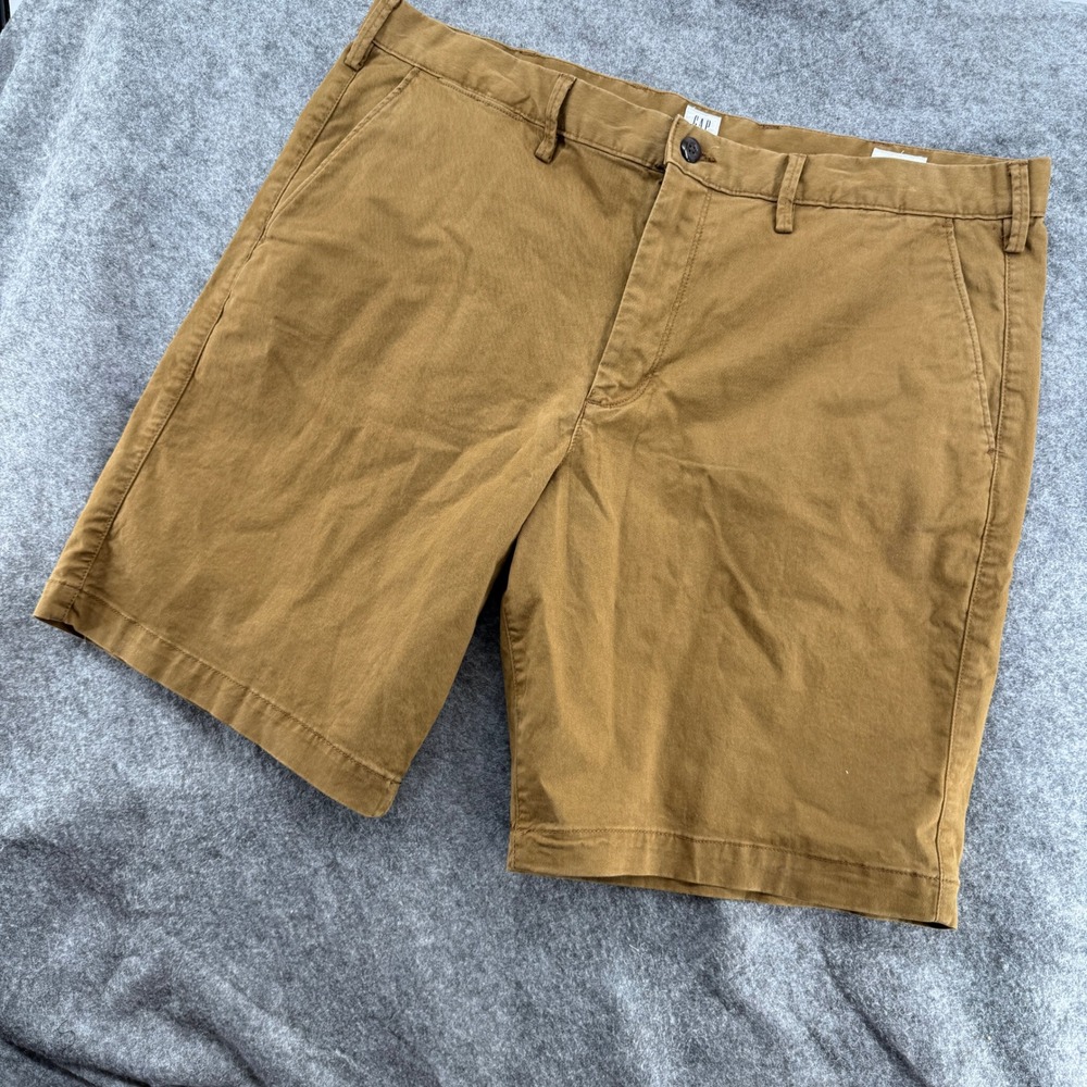GAP Chino Shorts Mens 38 Brown Cotton Twill Casual Flat Front Classic Fit 2018
